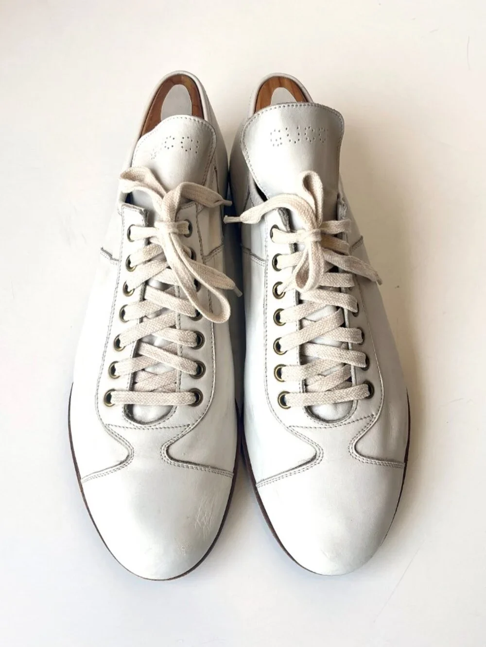 Vintage 90s Y2K Men's Gucci Tom Ford Off White Glove Leather Lace Up Shoes 8.5D
